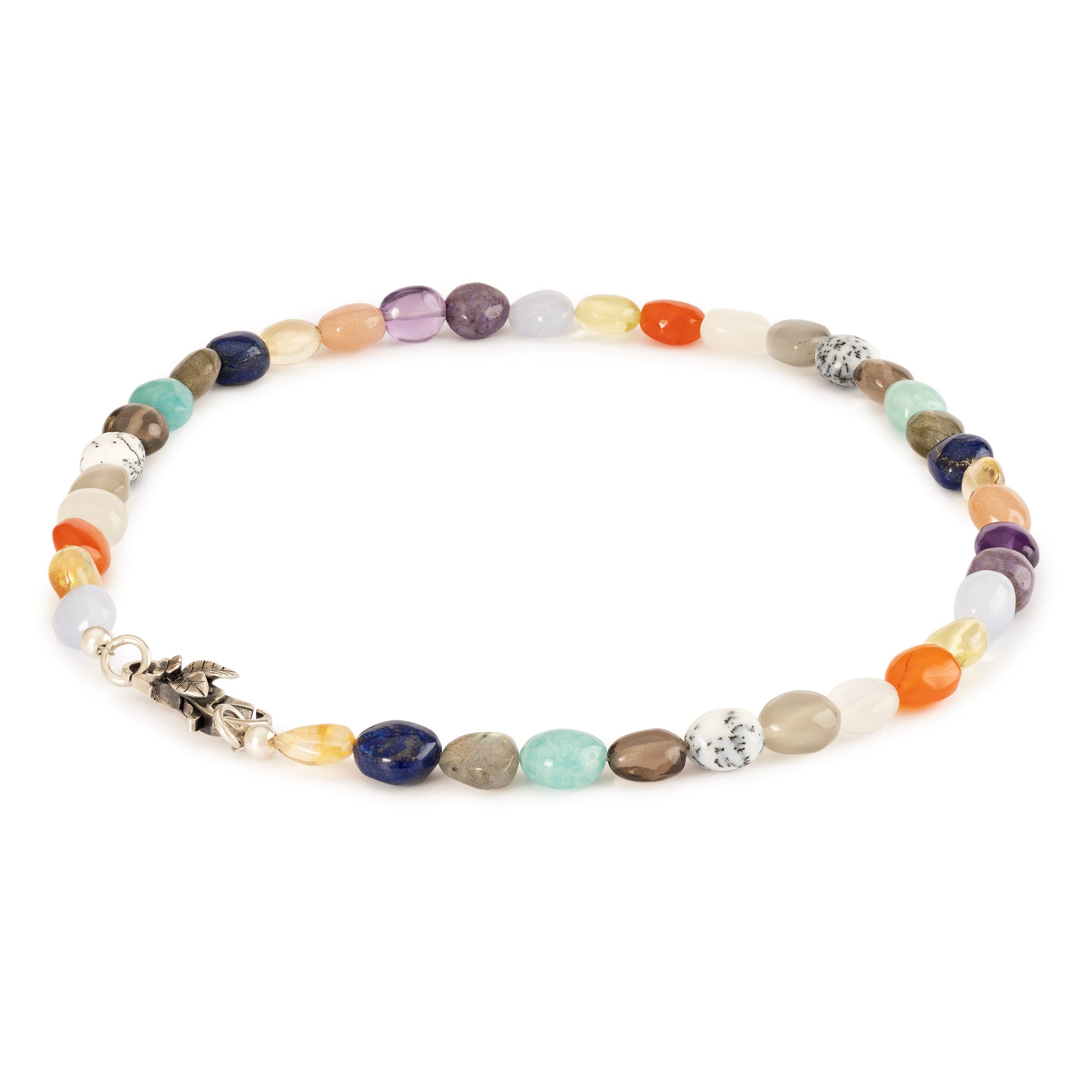 Colorful You necklae with fourteen types of gemstones.